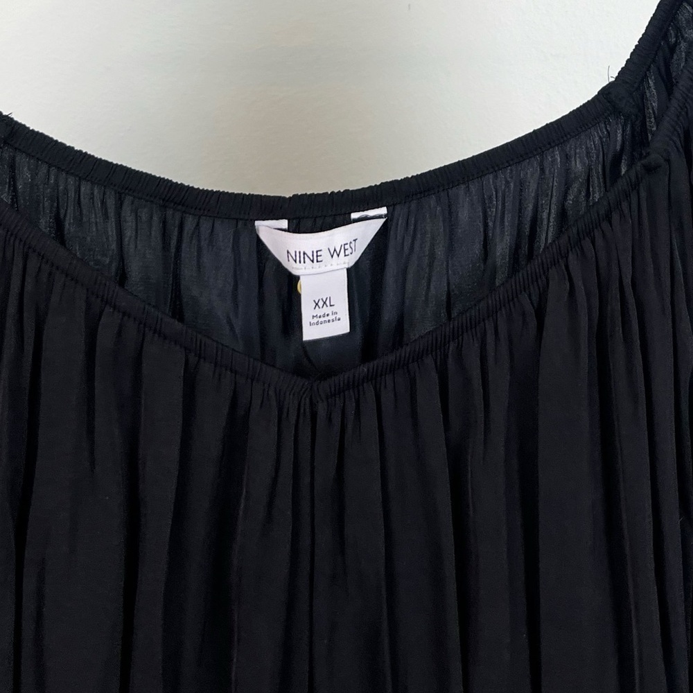 NWT Nine West Women’s Satin Peplum Long Sleeve Top in Black XXL - Picture 4 of 7